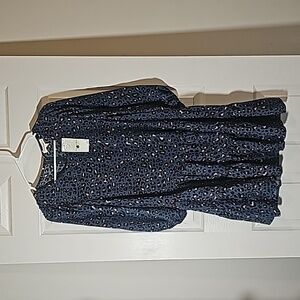 ee:some Long Sleeve Bohemian Blue Animal Print Tierd Peasant Dress Size M